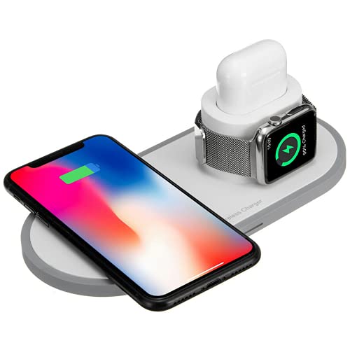 Wisam 3-in-1 QI Charger 10W Ladegerät kabellos, 3-in-1 Ladestation geeignet für Apple Watch, iPhone XS, X, 8 und Airpods von Wisam