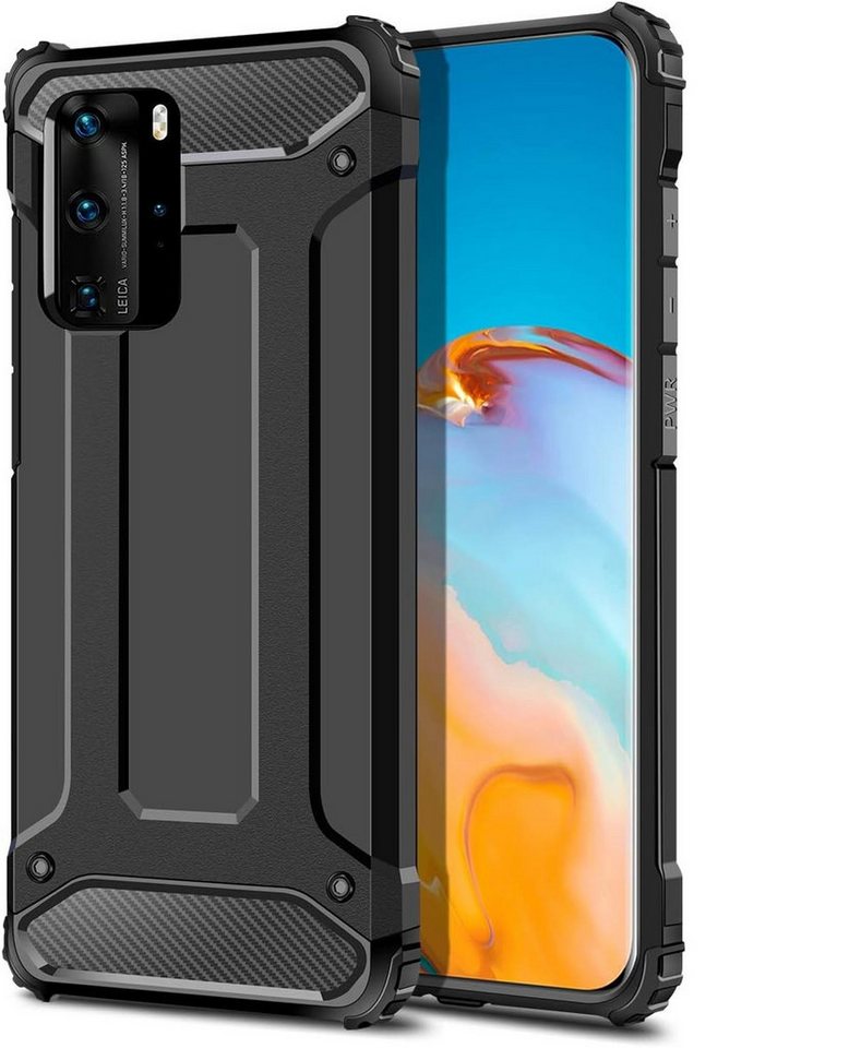 Wisam Smartphone-Hülle für Huawei P40 Pro Panzer Schutzhülle Hybrid Armor Case Black Cover 16,71 cm (6,58 Zoll) von Wisam