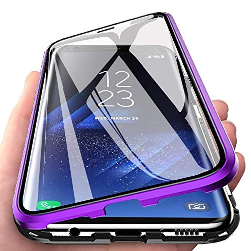 Wishcover store Hülle für Honor X60,Magnetische Adsorption+Metallrahmen Flip Handyhülle,Transparent Gehärtetes Glas Vorne und Hinten Cover mit 360 Grad Full Body Schutz Handyhülle Cover—Lila von Wishcover store