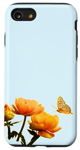 Hülle für iPhone SE (2020) / 7 / 8 Schmetterling Orange Blumen von Wistful