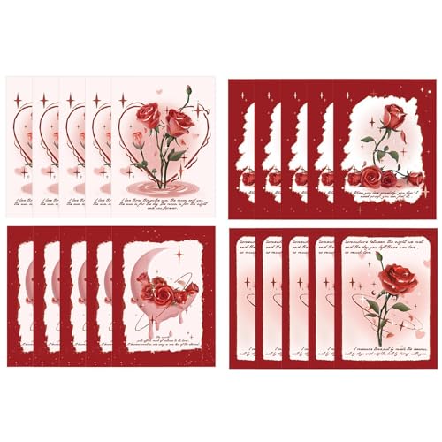 Handbemalte Valentinstag-Grußkarten – romantisches Blumenstrauß-Karten-Set | warme Weihnachtskarten für Freundin, Freunde und geliebte Menschen von Wisylizv