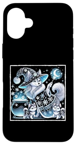 Hülle für iPhone 16 Plus Halloween Hexe Sibirischer Husky Hexen Halloween Besen von Witch Halloween Lover Gifts