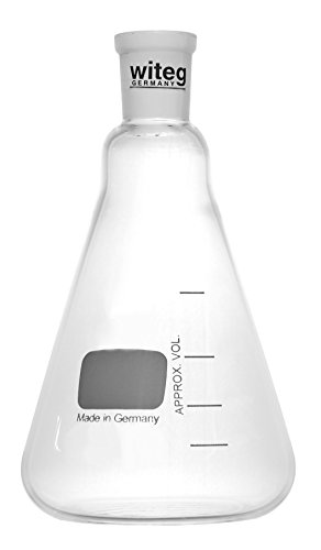 Erlenmeyer-Kolben 25ml NS19/26 mit weißer Graduierung und Normschliff, hergestellt aus Borosilikatglas 3.3, komplette Verpackungseinheit von Witeg