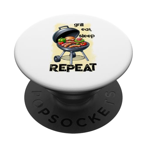 Grill Eat Sleep Repeat BBQ Grillen lustiges Grill Humor PopSockets mit austauschbarem PopGrip von Witzige Fun Geschenkideen