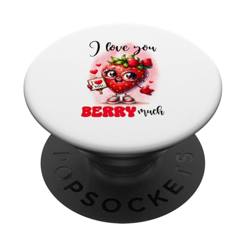 I Love You Berry Much Erdbeere Liebe PopSockets Klebender PopGrip von Witzige Fun Geschenkideen