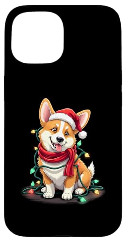 Hülle für iPhone 15 Süßer Corgi Hund Weihnachtsmütze Lichterkette Weihnachten von Witzige Hunde Weihnachten Outfit Design Shop