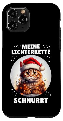 Hülle für iPhone 11 Pro Meine Lichterkette Schnurrt Lustige Katze Weihnachten Design von Witzige Weihnachtsmann Katzen Outfit Herren Damen