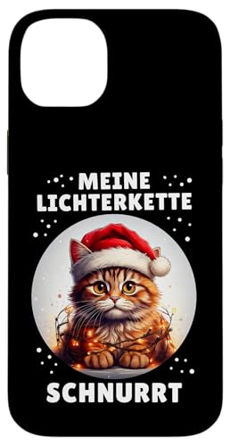 Hülle für iPhone 14 Plus Meine Lichterkette Schnurrt Lustige Katze Weihnachten Design von Witzige Weihnachtsmann Katzen Outfit Herren Damen