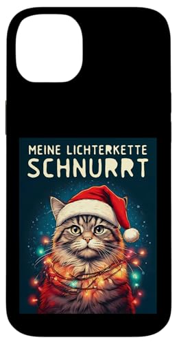 Hülle für iPhone 14 Plus Meine Lichterkette Schnurrt Lustige Katze Weihnachten Design von Witzige Weihnachtsmann Katzen Outfit Herren Damen