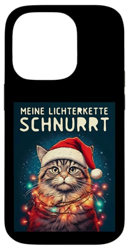 Hülle für iPhone 14 Pro Meine Lichterkette Schnurrt Lustige Katze Weihnachten Design von Witzige Weihnachtsmann Katzen Outfit Herren Damen