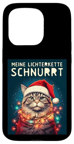 Hülle für iPhone 15 Pro Meine Lichterkette Schnurrt Lustige Katze Weihnachten Design von Witzige Weihnachtsmann Katzen Outfit Herren Damen