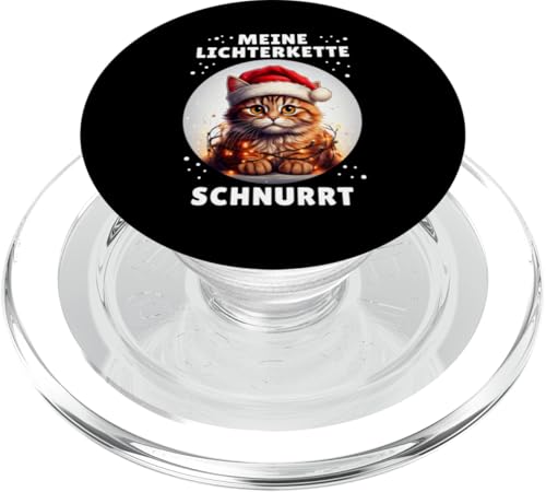 Meine Lichterkette Schnurrt Lustige Katze Weihnachten Design PopSockets PopGrip für MagSafe von Witzige Weihnachtsmann Katzen Outfit Herren Damen