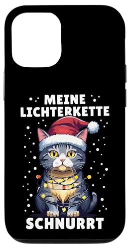 Hülle für iPhone 12/12 Pro Meine Lichterkette Schnurrt Lustige Katze Weihnachten Design von Witziges Weihnachts Katzen Outfit Herren Damen