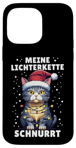 Hülle für iPhone 14 Pro Max Meine Lichterkette Schnurrt Lustige Katze Weihnachten Design von Witziges Weihnachts Katzen Outfit Herren Damen