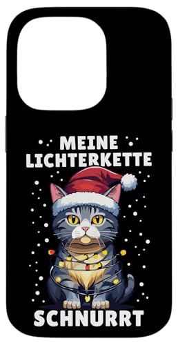 Hülle für iPhone 14 Pro Meine Lichterkette Schnurrt Lustige Katze Weihnachten Design von Witziges Weihnachts Katzen Outfit Herren Damen