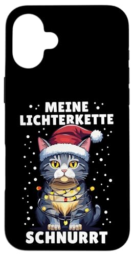 Hülle für iPhone 16 Plus Meine Lichterkette Schnurrt Lustige Katze Weihnachten Design von Witziges Weihnachts Katzen Outfit Herren Damen