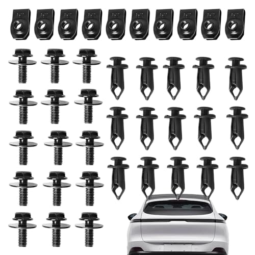 Karosserieschrauben und U-Mutter-Clips – Push-Typ-Halterungs-Clip-Set für Autos und LKWs, Stoßstangenschild-Halter, Automobil-Hardware-Befestigungen, Stoßstangenclips und Muttern für Fahrzeugreparatur von Wiuejg