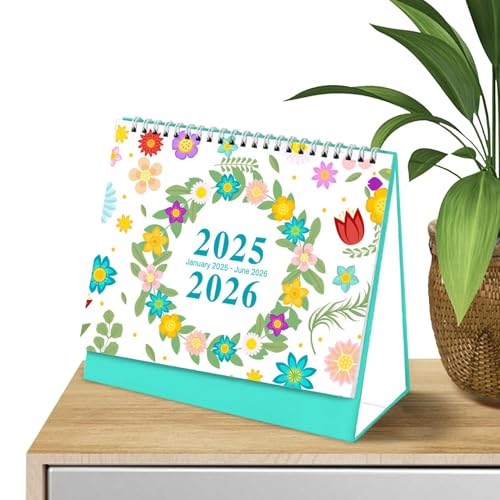 Tischkalender mit Blumenmuster, 18 Monate, Tischkalender 2025–2026, abreißbarer Tischkalender 18 x 20,5 x 7,4 cm, für den Schreibtisch von Wiuejg