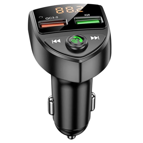 Bluetooth FM-Transmitter fürs Auto, Bluetooth 5.0, Audio-Adapter, Dual USB und QC3.0, Freisprecheinrichtung, Musik-Player, MP3-Player, Bass, U-Disk von Wixzor