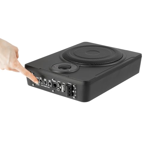 Wiyuer Subwoofer 9 Zoll schlanker kompakter Aktivsubwoofer eingebautem Verstärker Audio Ultradünner Auto KFZ Untersitz Subwoofer 200W Schwarz von Wiyuer