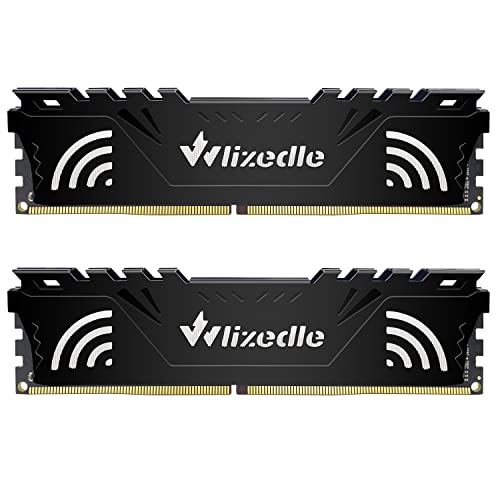 Wlizedle DDR4 2666MHz Desktop Memory RAM 32GB Kit (2x16GB) CL19 U-DIMM PC Computer Arbeitsspeicher PC4-21300 288-Pin 1.2V Non-ECC Unbuffered 2Rx8 Upgrade Desktop Speicher für Heimcomputer, Schwarz von Wlizedle