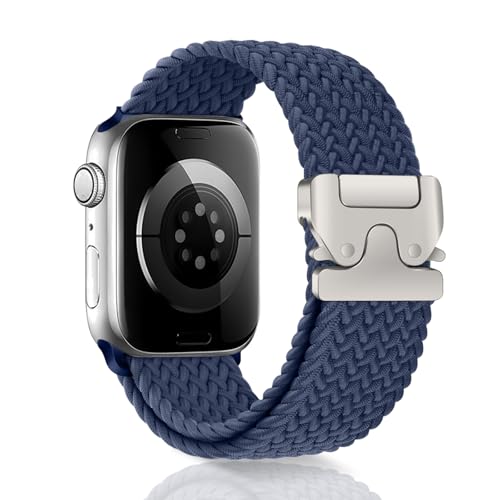 WoPail Nylon Armband für Apple Watch Armband 42mm 44mm 45mm 46mm 49mm, Verstellbares Geflochten Nylon Sport Ersatz Armband Fallschirmschnalle Herren für iWatch 10 9 SE Ultra 8 7 6 5 4 3 2 1 - Blau von WoPail