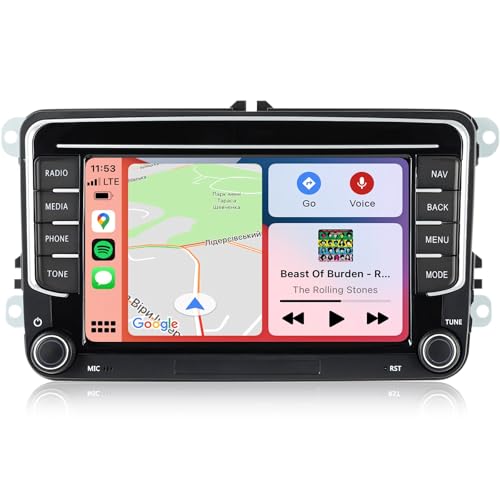 Android Autoradio mit Navi Bildschirm für VW Golf 5 6 Polo Seat Passat, 7 Zoll Android Auto Carplay Doppel Din Radio Auto Radio Touch Display Bluetooth RDS GPS Original Rückfahrkamera Decoder von Woibugee