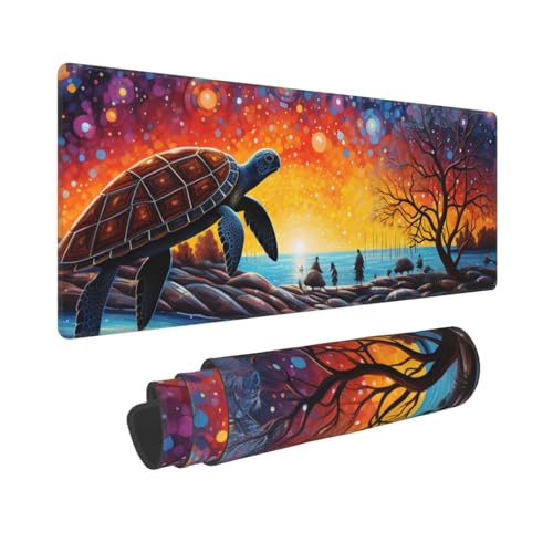 Woltant Art Galaxy Turtle Großes Mauspad für Schreibtisch, 80 x 30 cm, Gaming-Mauspad, wasserdichte Tastatur und Mauspad, glatte Oberfläche, Schreibtischunterlage mit rutschfester Gummiunterseite für von Woltant