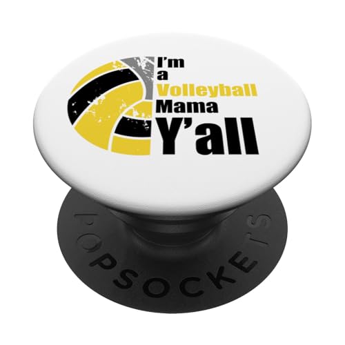 Volleyball-Shirt, lustiges Sport-Fan, Gelb und Schwarz PopSockets Klebender PopGrip von Woman's Volleyball Apparel for Game Day Graphics