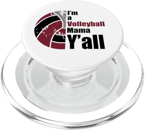 Volleyball-Shirt für Mütter, witzig, für Sportfans, Kastanienbraun und Schwarz PopSockets PopGrip für MagSafe von Woman's Volleyball Apparel for Game Day Graphics