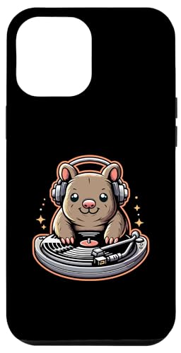 Hülle für iPhone 12 Pro Max Wombat DJ Spinning Vinyl Kopfhörer Fun von Wombat DJ Turntables Music Fun Cute Animal