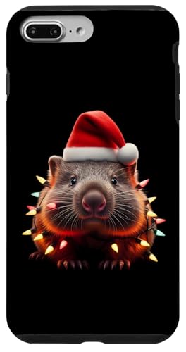 Hülle für iPhone 7 Plus/8 Plus Wombat mit Weihnachtsmütze und Weihnachtsbeleuchtung Australien Xmas von Wombat With Santa Hat And Christmas Products