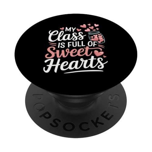 Valentinstag Meine Klasse ist voller süßer Herzen, Süße Lehrerin PopSockets Klebender PopGrip von Women's Valentines Day Teacher Apparel