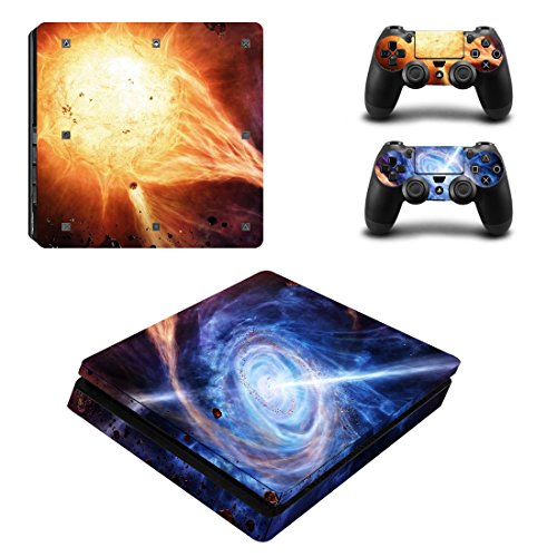 Wondder PS4 Slim Haut Aufkleber, Schutz Vinyl Aufkleber Haut Aufkleber für PS4 Slim Konsole + 2 Controller Skins + 2 x Silikon Daumen Griffe (Farbe 11) von Wondder