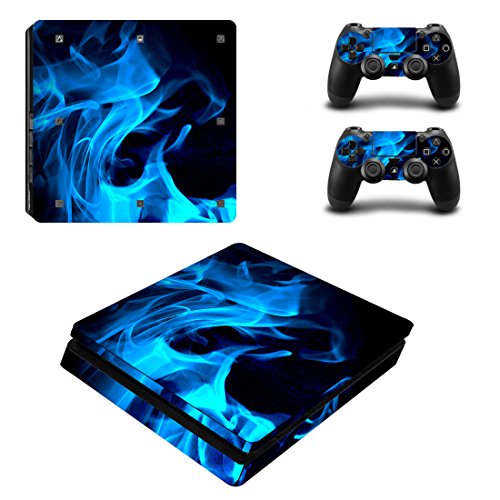 Wondder PS4 Slim Haut Aufkleber, Schutz Vinyl Aufkleber Haut Aufkleber für PS4 Slim Konsole + 2 Controller Skins + 2 x Silikon Daumen Griffe (Farbe 7) von Wondder