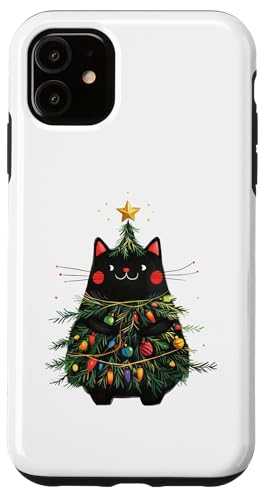 Hülle für iPhone 11 Schlafanzug für Mädchen und Jungen, Weihnachtsbeleuchtung mit Katzenmotiv von Wonderful Christmas Gifts For Boys & Girls