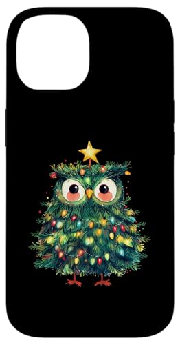 Hülle für iPhone 14 Schlafanzug mit Eulen-Motiv, für Mädchen und Jungen, Weihnachtsbeleuchtung von Wonderful Christmas Gifts For Boys & Girls