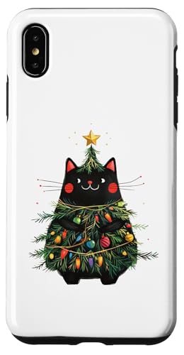 Hülle für iPhone XS Max Schlafanzug für Mädchen und Jungen, Weihnachtsbeleuchtung mit Katzenmotiv von Wonderful Christmas Gifts For Boys & Girls