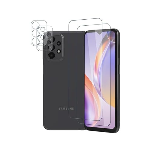 Wondoner [2+2 Stück für Schutzfolie Samsung A23 Panzerglas Galaxy A23 Folie Samsung Galaxy A23 Schutzfolie, HD Displayschutzfolie, 9H, Ultra-klar, für Samsung Galaxy A23 5G Kameraschutz von SANQIZ