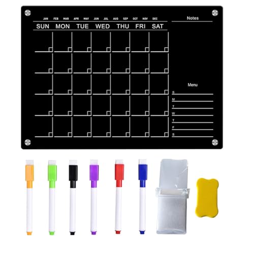 Wonsfuleu Trocken abwischbare Tafel, Trocken abwischbare Tafel für Kühlschrank | Magnettafel für Kühlschrank Acryl | Dekoratives Memo-Notizbrett mit 6 Farbmarkierungen für Männer und Frauen, zum von Wonsfuleu