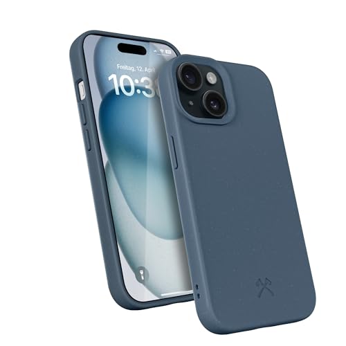 Woodcessories - Bio Case, Handyhülle kompatibel mit iPhone 15 Hülle Navy blau- Nachhaltig aus Pflanzen von Woodcessories