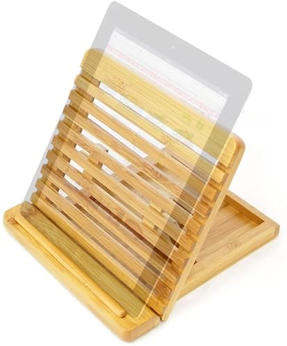 Woodquail Tablet-Ständer, verstellbare iPad-Halterung in 4 Winkeln, aus natürlichem Bambus von Woodquail