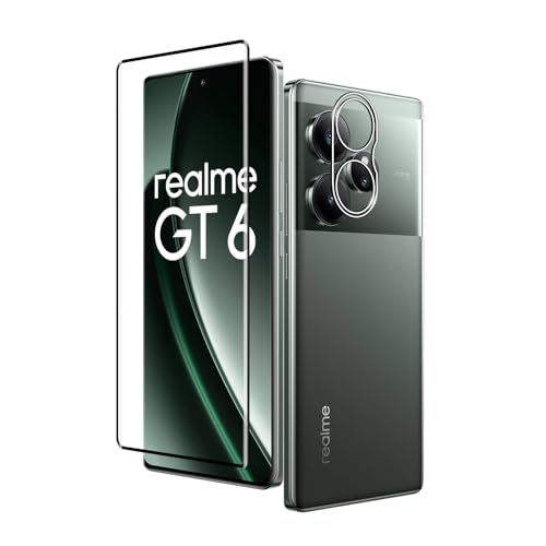 Wookfiss Schutzfolie für Realme GT 6 / Realme GT 6T 5G für Panzerglas, 1 Stück 3D Panzerfolie + 1 Stück Kameraschutz,9H Härte HD Anti-Bläschen Displayfolie kompatibel mit Realme GT 6 / Realme GT 6T 5G von Wookfiss