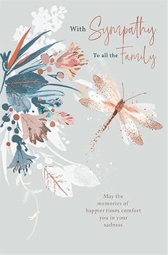 Glückwunschkarte mit Aufschrift "Sympathy to Family", Libellen-Design, hergestellt in Großbritannien von Words 'n' Wishes