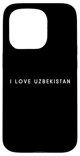 Hülle für iPhone 15 Pro I Love Usbekistan – Minimalistisches Reise-Souvenir von World Trip Collection Apparel Gifts