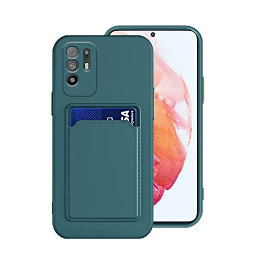 Wousunly Kompatibel mit Oppo A94 5G Hülle Silikon Stoßfeste TPU,Handyhülle Oppo A94 5G mit kartenfach Dünn,Schutzhülle Oppo A94 5G Kratzfest Anti Rutsch (dunkelgrün) von Wousunly