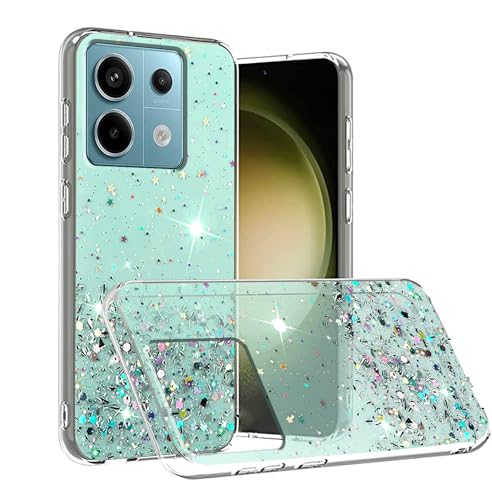 Wousunly für Redmi Note 13 Pro 5G Hülle Trasparenter Glitzer | Handyhülle Xiaomi Redmi Note 13 Pro 5G Silikon Durchsichtig Case | Schutzhülle Redmi Note 13 Pro Dünn (Grün) von Wousunly