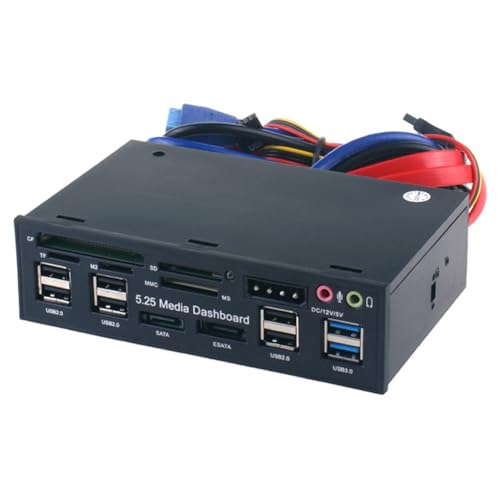 Wouueso 5,25 Media Dashboard mit USB 2.0/3.0 E-SATA SATA Multi-Kartenleser für Desktops von Wouueso