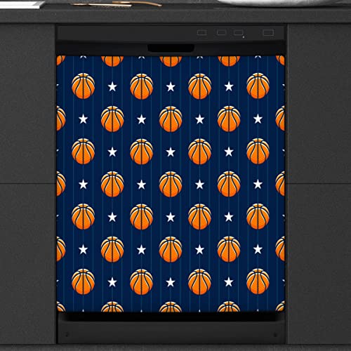 Basketball Geschirrspüler Magnetische Abdeckung Küche Dekor Basketball Muster Druck Front Geschirrspüler Kühlschrank Magnetische Abdeckung Aufkleber Gerät Dekorative Abdeckung 23 x 26 Zoll von WowPrint