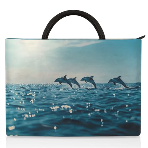 Dolphins Ocean Laptop-Hülle, kompatibel mit 33-35,6 cm (13 - 14 Zoll) Notebook-Laptop-Taschen für Damen und Herren, Tragetasche, Aktentasche, Aktentasche, von WowPrint